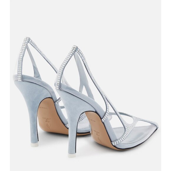 THE ATTICO Venus Chrome Pumps in Dusty Baby 38 New Womens Crystal High Heels - Picture 2 of 16